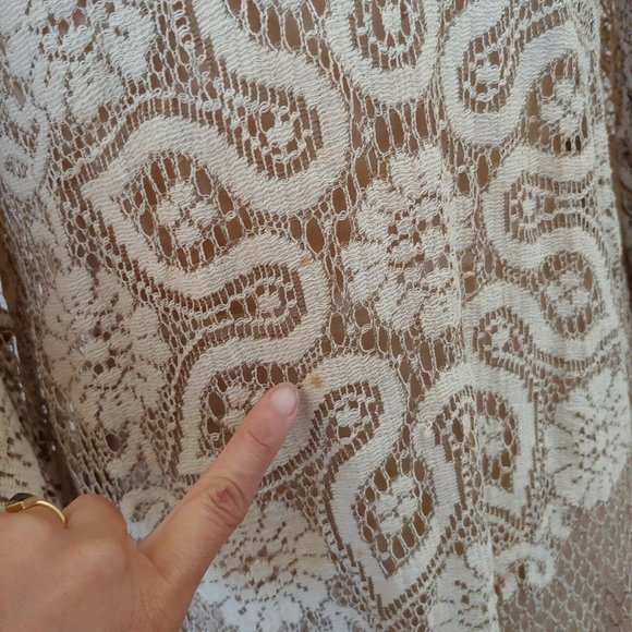 ❤️SOLD❤️Vintage 70s Womens Lace V Neck Bell Sleeve Tunic C - Picture 5 of 6